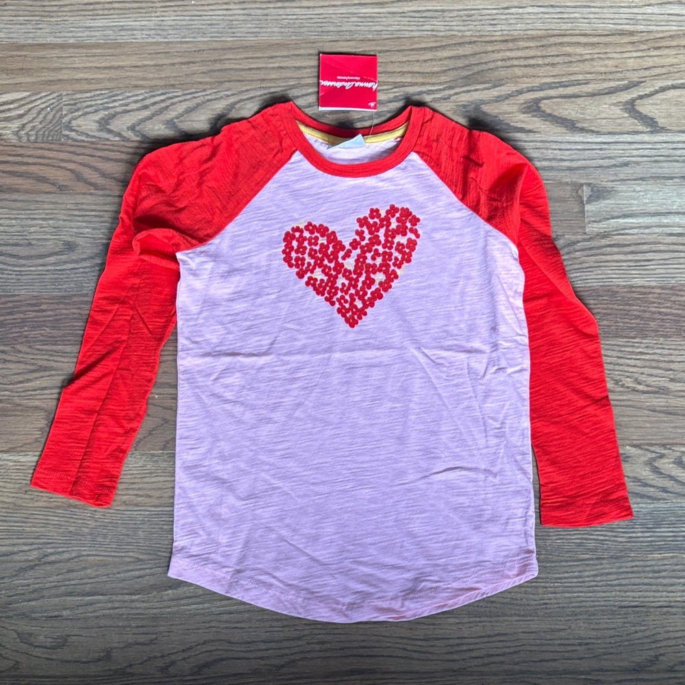 NWT. Hanna Andersson Red and Pink Heart Long Sleeve Tee